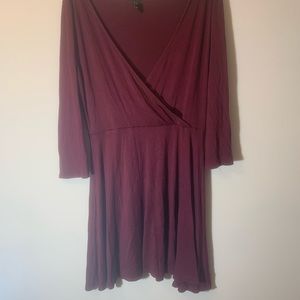 Maroon wrap dress, low cut